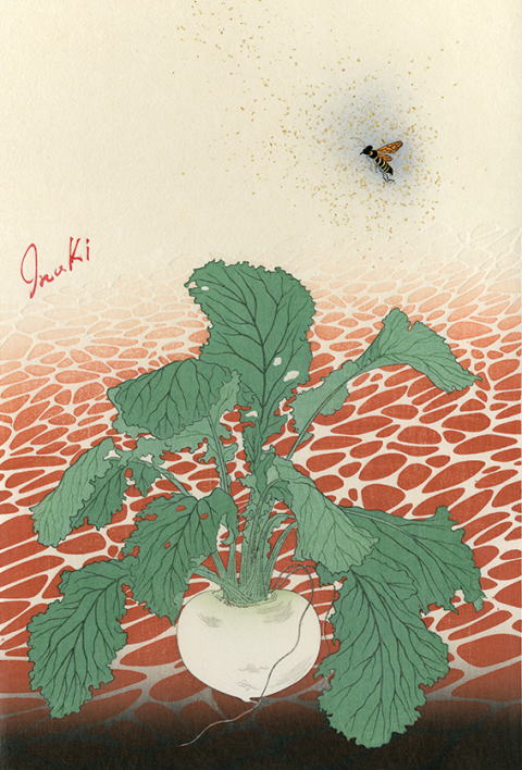 木版画「春はどこ」　立原位貫